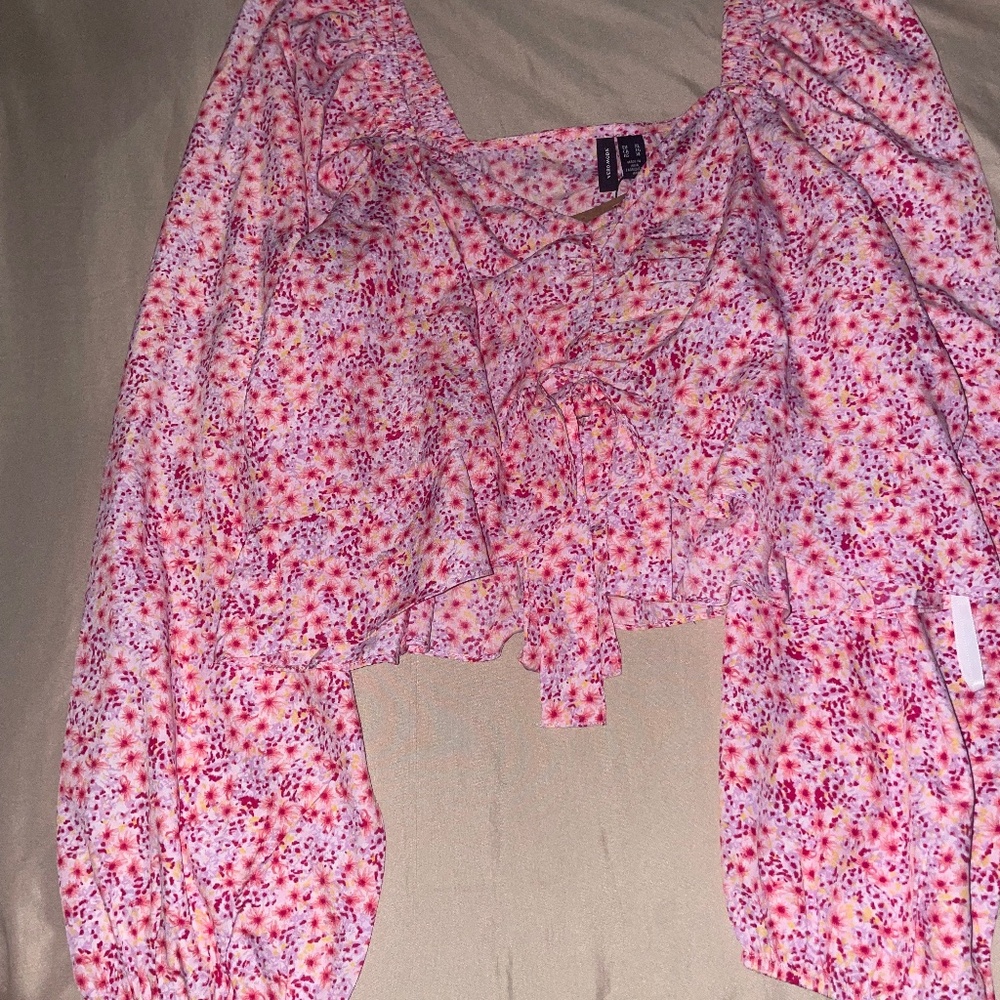 NEW Vero Moda Henna Flora Print Cropped Top